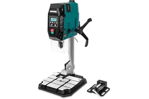 VONROC Perceuse à colonne 900W - Perceuse d'établi - écran LCD - bois 40mm/acier 13mm - laser crossline et lumière LED - Accessoires inclus.