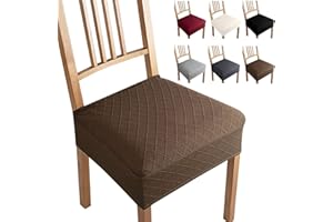 EOZAKAVOD Fundas para Sillas Pack 6 Fundas Elásticas Jacquard Fundas de Asiento Universal Fundas Sillas de Comedor Extraíbles y Lavables Cubiertas de la Sillas para Comedor, Hotel, Fiesta (Marrón, 6 Piezas - B)