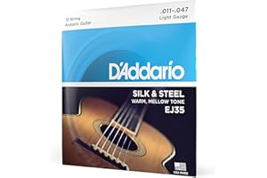 D'Addario EJ35 Struny do gitary akustycznej, jedwab i stal, lekki miernik 11-47, zestaw 12 strun, 1 sztuka