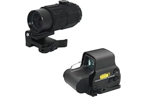 AWETHE 558 - Alcance reflejo de punto verde y rojo y lupa G45 5X, mira híbrida holográfica óptica con lupa G45, multiplicador de giro de liberación rápida, para montaje en riel de 20 mm (negro)