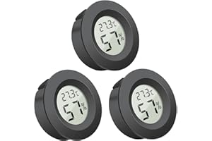 GOERPN Hygrometer Thermometer Fathers Day Dad Gifts Round LCD Digital Round Temperature Humidity Meter Monitor Gauge for Greenhouse Dehumidifiers Humidifiers Basement Babyroom Home Office (3Pcs Black) (3)