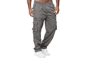 MJGkhiy Pantaloni Cargo Uomo Pantaloni da Lavoro con Tasche Laterali Pantalone Uomo Lunghi Casual Sport Pantalone Tasconato Multitasche Elastica Street Pantaloni Militari Cargo Pants Tattici