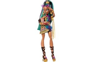 Monster High Muñeca Nefera De Nile, Momia Real con Vestido con su Escarabajo Mascota Lavish y 7 Accesorios como un Bolso, un portátil, Gafas de Sol, Bebida y Comida, JDR48