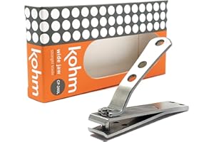 KOHM Coupe-ongles klippro bord droit – 4 mm Largeur Mâchoire, prise en main facile, poignée, Lime à ongles intégrée, en acier inoxydable brossé, 8,4 cm Long