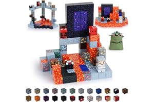 Gleamkid Magnetische Bausteine, 115 Stück Magnetische Blöcke,Magnet bausteine Baue Lava Fluss, Vulkan, Dinosaurier Welt Abenteuer Block Spiel für Jungen und Mädchen ab 3 Jahren