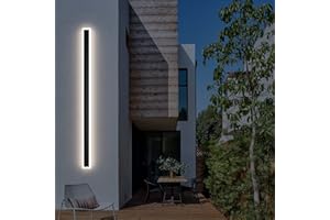 Klighten Aplique Zewnętrzna lampa ścienna IP54 czarna 150 cm / 45 W długa lampa ścienna LED, lampa ścienna metalowa akrylowa oprawa oświetleniowa, do salonu, sypialni, schodów, patio, naturalna biel