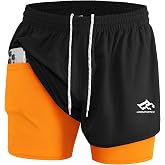 LORSPORTCH 2 in 1 Running Shorts for Men Fitness Training Outdoor Marathon Men