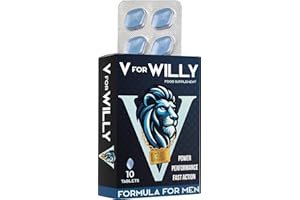 V for Willy | Supplement for Men | Blue 10 Stamina & Energy Tablets | Pills for Men UK | Fast-Acting Tribulus Terrestris Herbal Supplements for Enhanced Performance & Stamina | Korean Ginseng