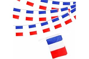 YAAVAAW French Flag Bunting 10m with 30 Flags for Oly 2024, Sports, Football Events and National Day Party Decorations