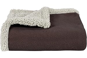 Pawsee Waterproof Dog Blanket Washable, Sherpa Fleece Pet Blanket for Puppies Cats Dogs, Reversible Waterproof Protector Cover for Dog Sofa Bed, 125 x 75 cm, Brown/Tuape
