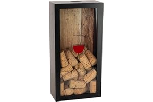 Castell Deco - Collettore di sughero di vino, tappi di bottiglia, 30x15x8 scatola di raccolta di tappi e tappi Realizzato in vero legno e vetro. (Short)