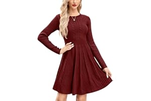 For G and PL Damen Strickkleid Tailliert Pulloverkleid Winter Kleid Lang Warm Elegant Rundhals S-XXL