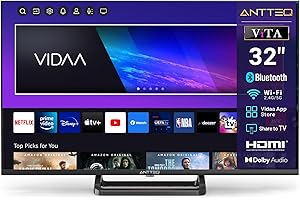 Antteq ViTA 32 Pollici Smart TV(81cm) Televisore,Telecomando vocale Bluetooth,Vidaa App Store,DAZN/Youtube/Netflix/Prime video,Triple Tuner,Wifi,HDMI,2025