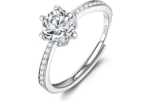 JeweBella Ring Silber 925 Damen Verlobungsring Verstellbarer Glänzend Cubic Zirkonia Silberringe Eheringe Engagement Promise Ringe Fingerring Trauringe Antragsring Ringe Frauen Schmuck
