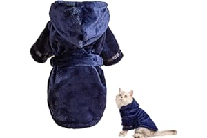 DIIWMME Accappatoio per cani in microfibra per asciugatura rapida, super assorbente, con cappuccio e cinghie per la pancia, accappatoio regolabile per cuccioli (blu navy)