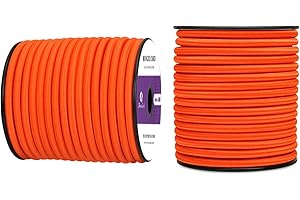 Abma Cord Corda Elastica 6mm 20M Corda di Gomma Cavo Elastico Marino per Teloni, Tende e Bagagli - Arancia