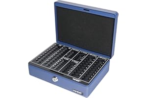 HMF 208-05 Cassetta portavalori con serratura, portamonete in euro | 25 x 18 x 9 cm | Blu