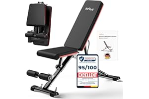 DH FitLife Banc de musculation pliable,banc réglable pour le développé couché, le curl biceps, la musculation du dos et des abdominaux,banc inclinable avec banc curl et extenseur des jambes
