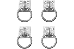 EUIOOVM Lot de 4 anneaux galvanisés robustes sur plaque, 30 mm x 35 mm (galvanisé), pour chien ou animal