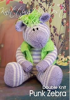 Knitting by Post Knitting Pattern - Punk Zebra from Knitters Leaflet. Knit Cute Handmade Gifts. Fun Quick & Easy Beginner Soft Toy Knits. Made in The UK