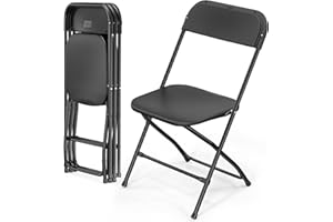 Bonnlo Chaise Pliante, Set de 4 Chaises de Jardin, Chaises Salle à Manger Balcon Bureau, Empilables, en Métal & Matière Synthétique, jusqu'à 158Kg, Noir