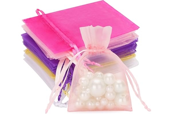 G2PLUS 50PCS Sacs Organza,Sachets Pochettes Coloré Cadeau en Organza 7 x 9 cm Sac à Bijoux,Sachets pour Lavande pour Bijoux Cadeaux Bonbons Marriage