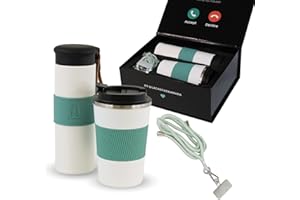 LA CASITA DE AMARA AMARA GIFT - Pack Regalo: Botella Agua Acero Inoxidable + Termo café + Cordón Colgante para Movil. Idea de Regalos Originales para Mujer, Hombre o para Regalos de Cumpleaños.