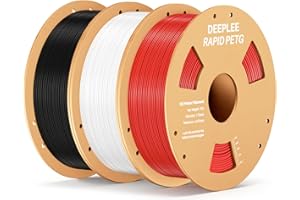 DEEPLEE Filamento de impresión RAPID PETG 1,75 mm 1 kg de filamento negro x1 blanco x1 rojo x1