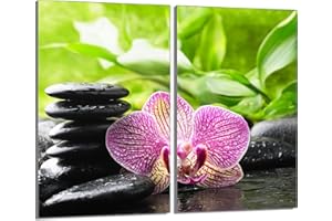 DarHaus Tabla de cortar decorativa de cristal templado y cubre vitro, Placa protectora de vitrocerámica 30 x 52 cm 2 piezas, para inducción, protección contra salpicaduras, decoración, ORQUÍDEA