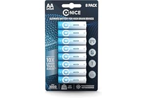 NICE POWER BATERIAS AA DE Litio DE Alta Potencia 3000MAH 1.5V Consolas Xbox O CÁMARA FOTOGRAFICA (Paquete DE 8)