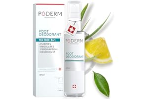 PODERM - ATHLETE'S FOOT TREATMENT SPRAY - 3 in 1 Stops Fungal growth - Destroys Fungi - Deodorizes feet - Enriched with TEA TREE and 100% natural ingredients - Quick & Easy - Swiss Made