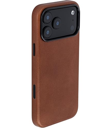 SHIELDON leren hoesje voor iPhone 17 Pro, [Opladen via kabel] [Echt leer] [Metalen knop] [Dun] [Licht] compatibel met iPhone 17 Pro 5G 6,3 2025 - Crazy Horse Khaki