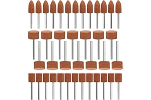 VZU 48-teiliges Korund Schleifspitzen-Set 1/8" Schaft für Dremel schleifaufsätze, Schleifaufsatz für Akkuschrauber und Bohrmaschine, Schleifstein Schleifstift für Schleifen, Polieren, Entgraten