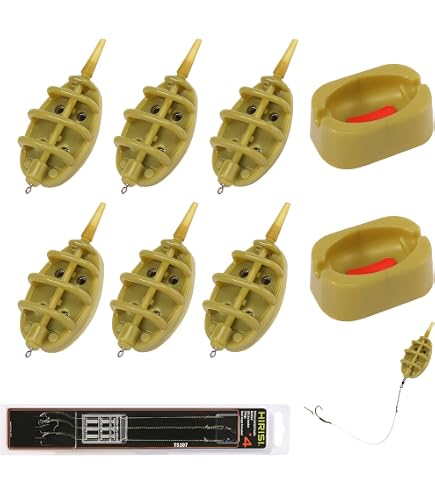4 Mangeoires Méthode Ligne - Pêche Carpe - 15g à 60g - Vert - DORISEA