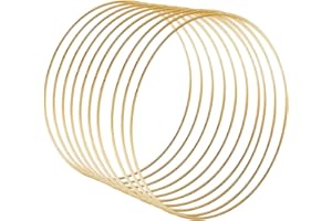 ‎SNTIEECR Sntieecr 10 Stück 25 cm Gold Metall Ring Makramee Ringe Floral Hoops Ringe Kranz für Traumfänger Floral Hoop Wreath Hochzeit, Tisch, Wand und Tür Dekoration