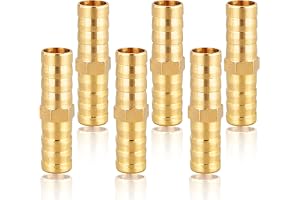 Slangkoppling, 10 mm (3/8 tum), i mässing, 6 stycken, slanganslutning, rak hullingförsedd koppling, gängkoppling