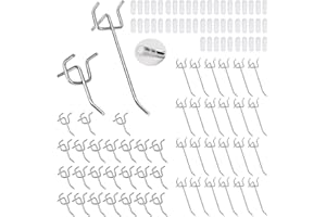 DEAUTIE 50 Stücke Stecktafel Haken Set, Pegboard Haken Rundlochung, Pegboard Hook Sortiment, Mit Schutzhülle Für Einzelhandelsdisplay, Aufhängen Von Waren, Werkzeugklassifizierung (5cm+10cm)