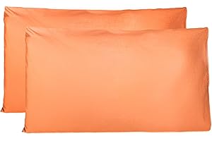 FARFALLAROSSA Coppia di Federe 100% Puro Cotone 40x70 CM, Set di 2 Tessuti per Cuscino Letto Made in Italy, Chiusura a Busta, Tinta Unita, Misura Standard - Arancione