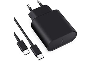 NOZDORMU Cargador 25W Carga Rapida, USB C Enchufe con 2M Cable Compatible con Samsung Galaxy S24 / S24+ / S24 Ultra/S23/ S23+ /S23 Ultra /S22 /S21 /S20 /Note20 Tipo C Adaptador Cabezal Cargado Pared Corriente