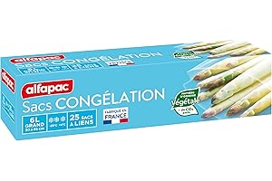 Alfapac Bolsas de congelación con enlace, Gran modelo, Origen vegetal, pack de 25, tamaño 30 x 45 cm