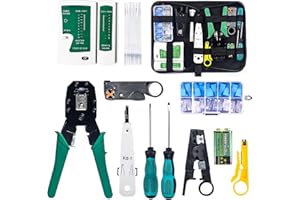 MIAOKE 21-in-1 Network Tool Set, Network Repair Tools with Wire Stripper, Professional Network Cable Tester Kit for Home, Factory & Computer Maintenance INCLUDES LAN Cable Tester