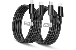 USB C till Lightning-kabel 2 m, 2-pack, [MFi-certifierad] A-pple-kabel Snabbladdare Lightning-kabel Ledning Nylonflätad snabb