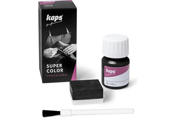 KAPS Super Color – Teinture pour Cuir Naturel – Matières Synthétiques et Textiles – 25 ml – Plusieurs couleurs, Noir 118