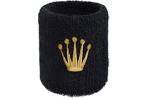 EXPRESS-STICKEREI Bandeau de sudation design exclusif couronne brodée et absorbante tissu éponge | Jogging Wristband Cadeau Fitness Training Bracelet de transpiration