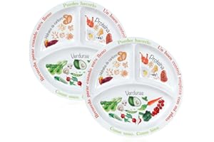 Yuecda Plato de control de porciones para nutrición equilibrada – Platos de alimentación saludable para adultos y adolescentes – Separadores de melamina, pérdida de peso, diabetes (2)