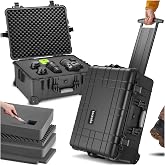 tectake&reg; Empty Camera Case with Foam, Rigid Case, Shockproof Tool Cart, Tool Box with Wheels and Telescopic Handles, Weatherp