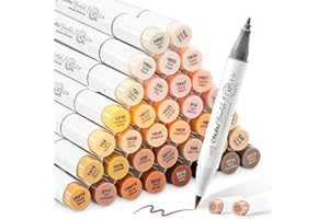 Ohuhu Markery Alkoholowe 36 Odcieni Cery, Podwójna Końcówka Pędzel & Fine Dla Dorosłych Kolorowanie Ilustracje + 1 Rozcieńczacz Bezbarwny Seria Honolulu B