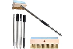TIHOOK Pizza Oven Brush 148cm, Pizza Stone Cleaning Brush with Scraper, Pizza Oven Grill Brush, Barbecue Grill Cleaning Tool, Pizza Oven Accessories for Home Outdoor Kitchen Commercial Cooking Suppl