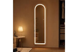 Helkroppsspegel 150 x 40 cm med belysning, LED-spegel pekkontroll | Bågspegel stående spegel väggspegel 3 ljusfärger, härdat glas, ståspegel för sovrum, vardagsrum, omklädningsrum