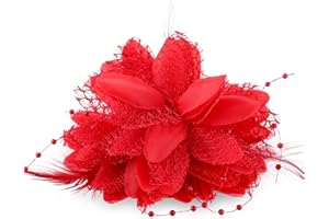Sibba Fleur Clips Chapeau Épingle À Cheveux Pince Cheveux Avec Plumes Fleurs Roses Rouges Épingles Cheveux Accessoires Bandeau Mariage Chapeaux Cocktail Femmes Filles Pilulier Classique Tea Party Noël